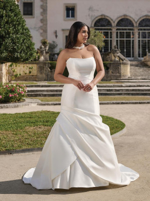 Adrianna Papell Platinum 31342W Plus Bridal Gown with Draped Skirt